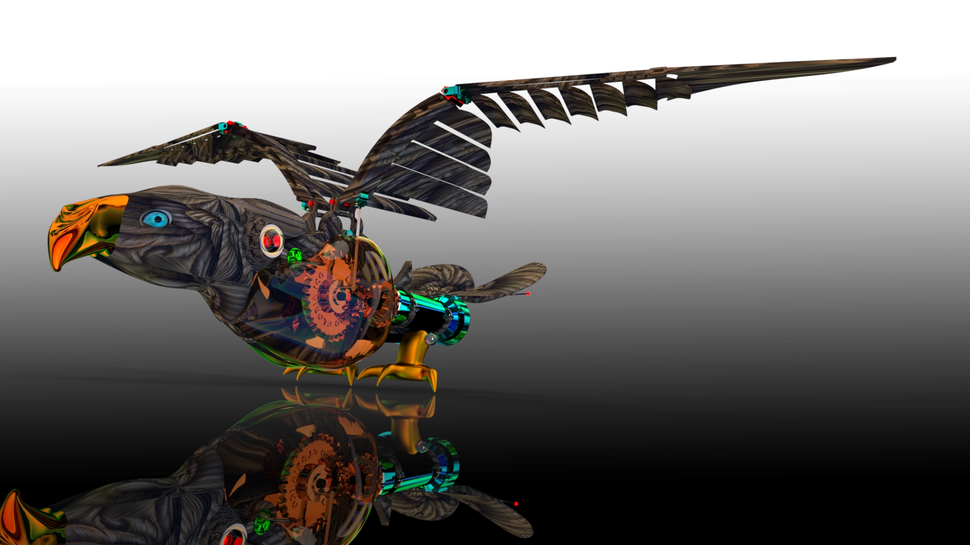 mechanical bird机械扑翼飞鸟机构3D图纸 Solidworks设计